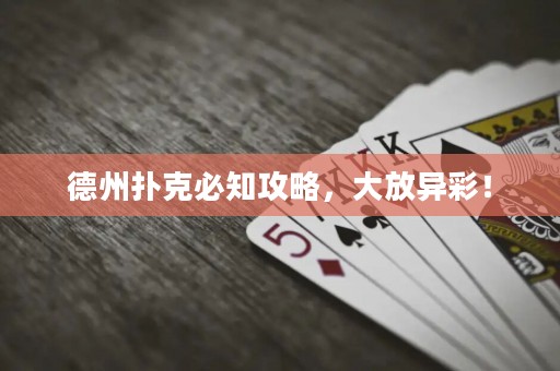 德州撲克必知攻略，大放異彩！